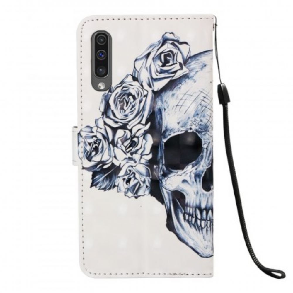 Lederhüllen Für Samsung Galaxy A50 Blumenschädel