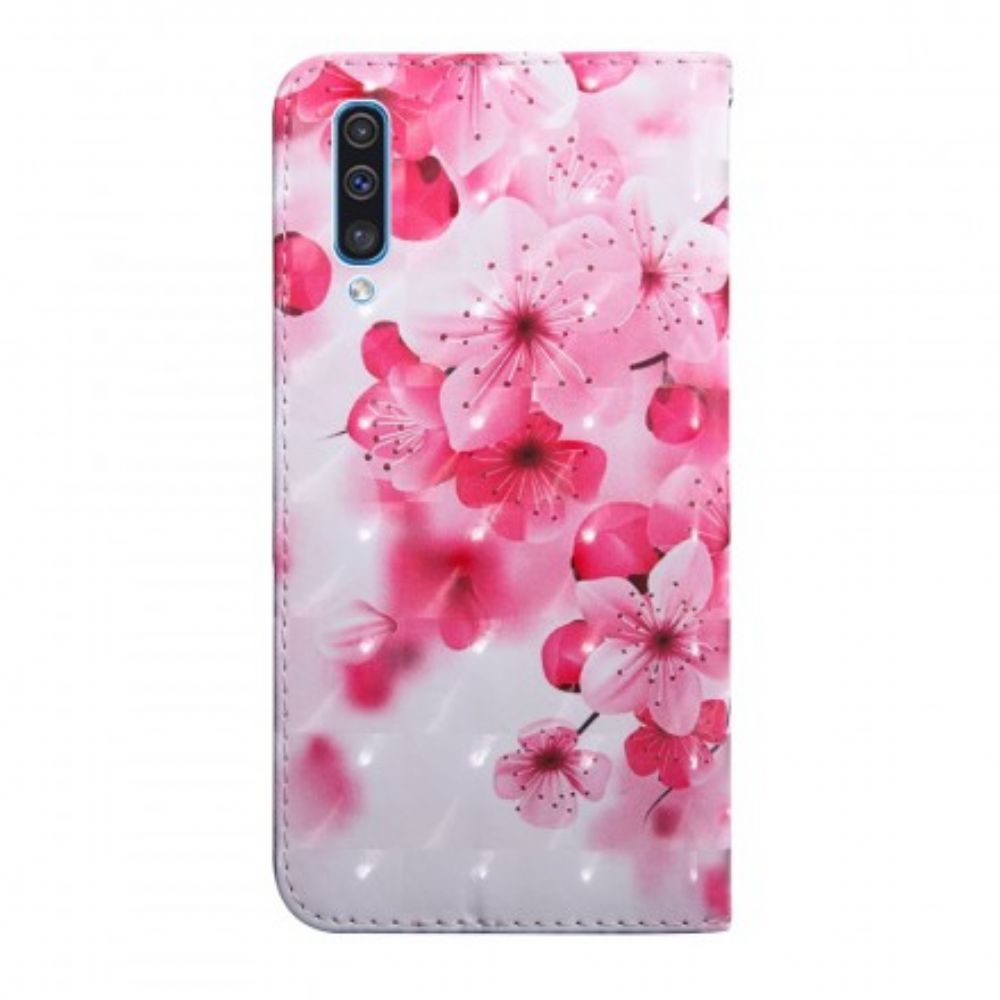 Lederhüllen Für Samsung Galaxy A50 Rosa Blumen