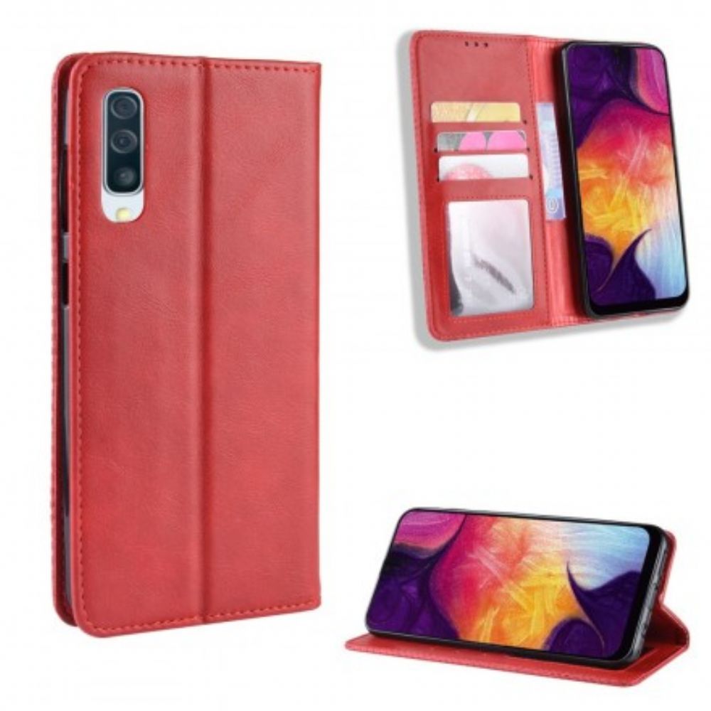 Schutzhülle Für Samsung Galaxy A50 Flip Case Stilisierter Vintage-ledereffekt