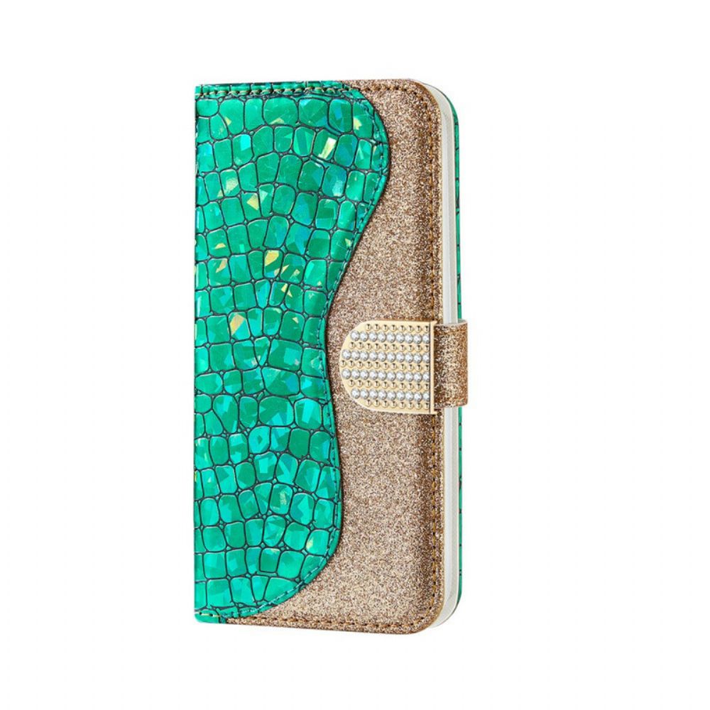 Flip Case Für Samsung Galaxy A20e Croc-diamanten