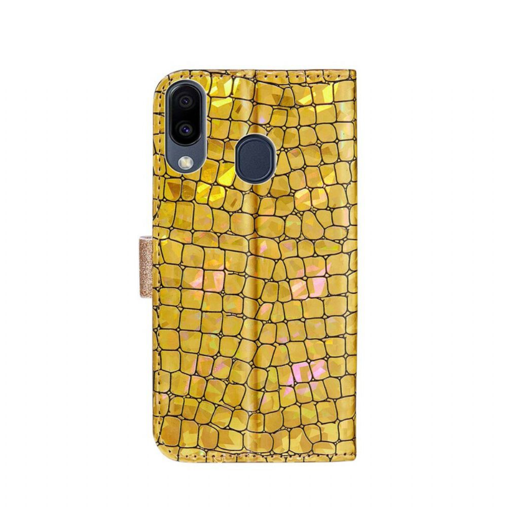 Flip Case Für Samsung Galaxy A20e Croc-diamanten