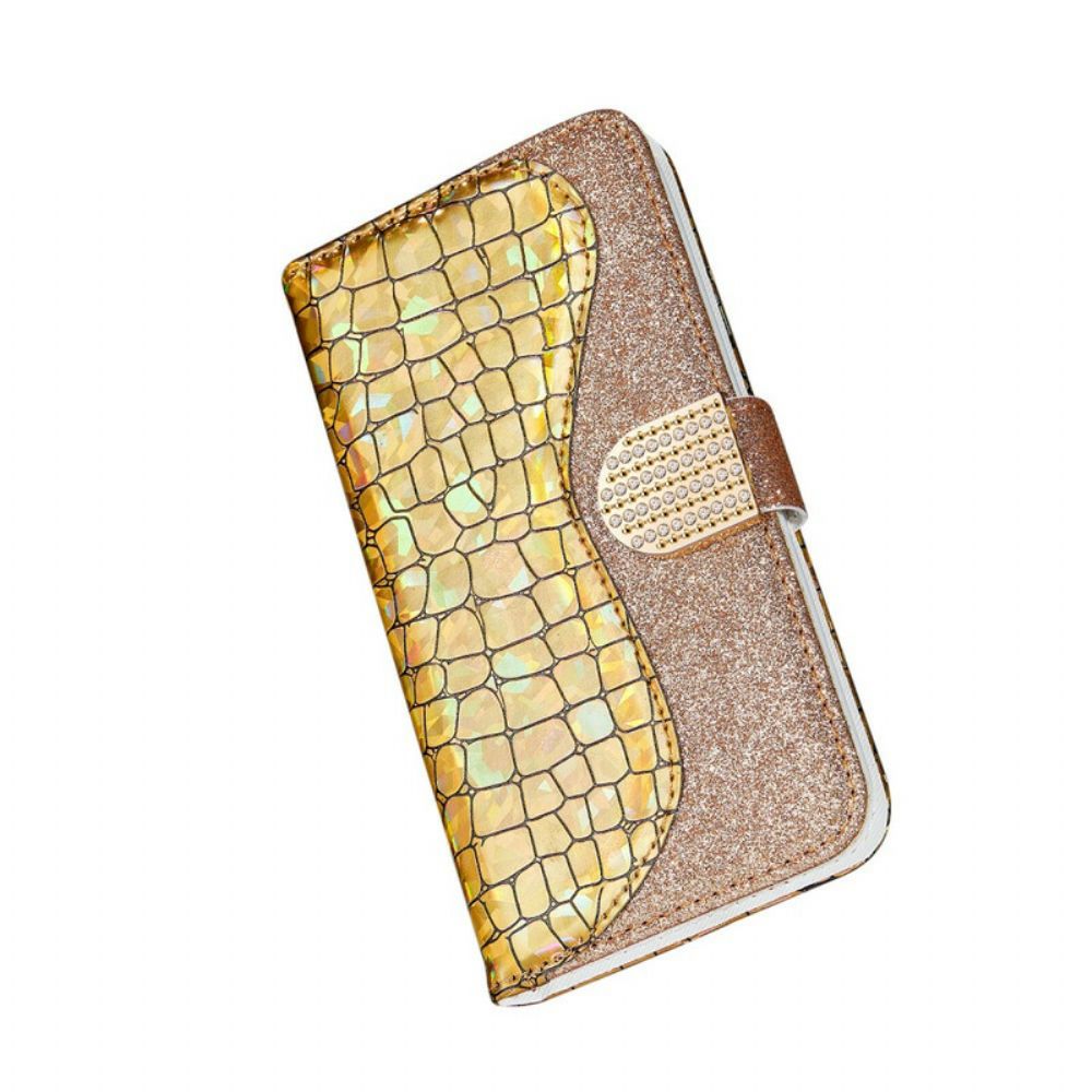 Flip Case Für Samsung Galaxy A20e Croc-diamanten