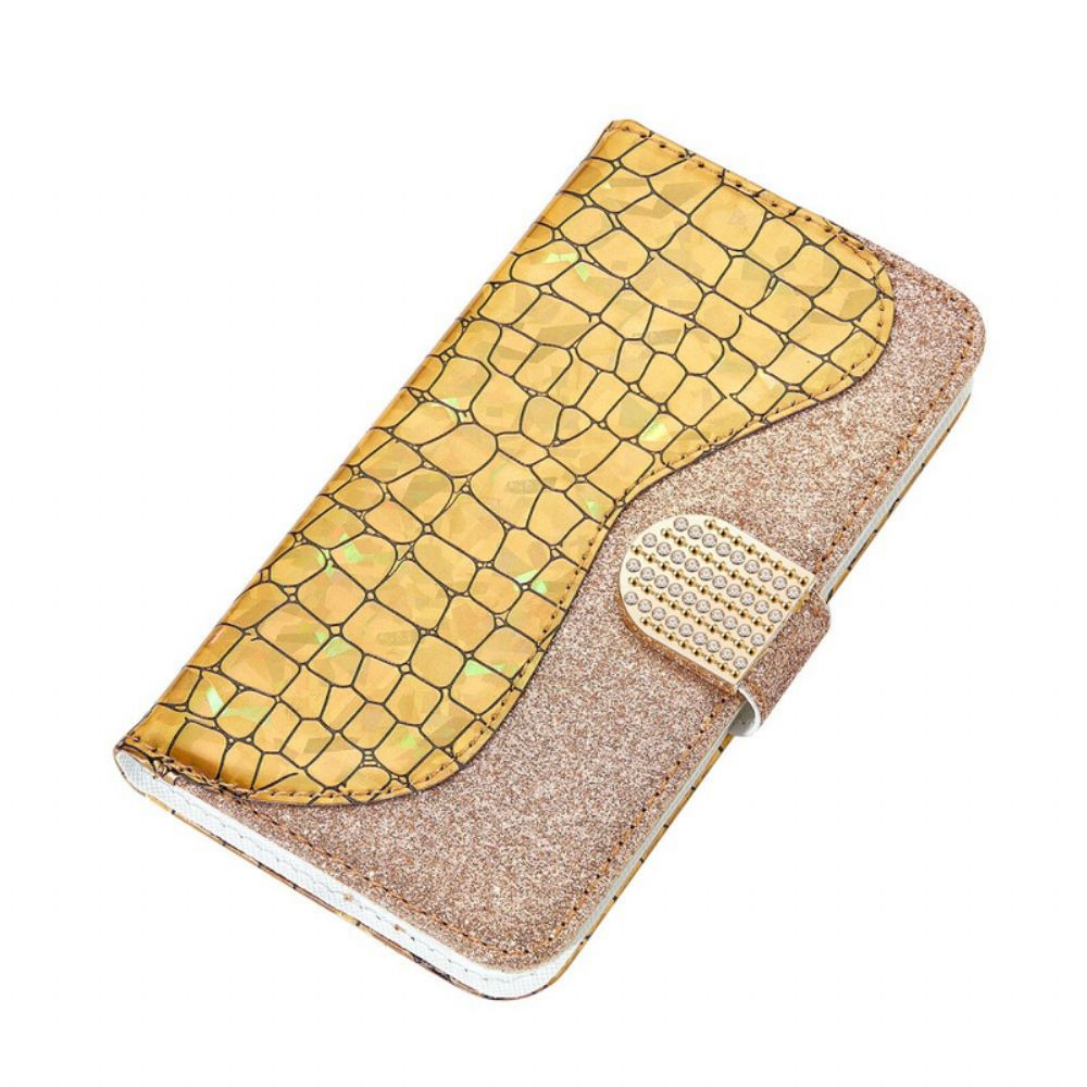 Flip Case Für Samsung Galaxy A20e Croc-diamanten