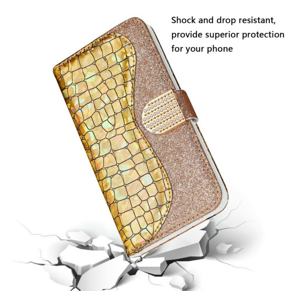 Flip Case Für Samsung Galaxy A20e Croc-diamanten