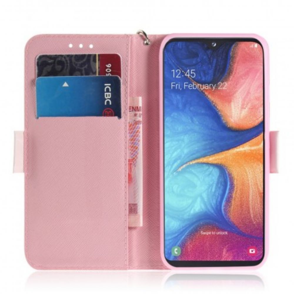 Flip Case Für Samsung Galaxy A20e Mit Kordel Riemenpumpe