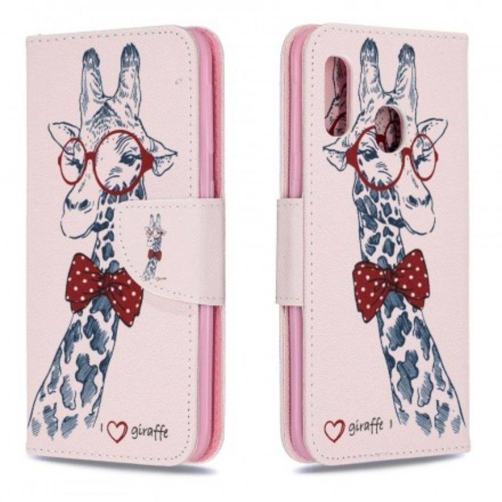 Flip Case Für Samsung Galaxy A20e Nerdige Giraffe