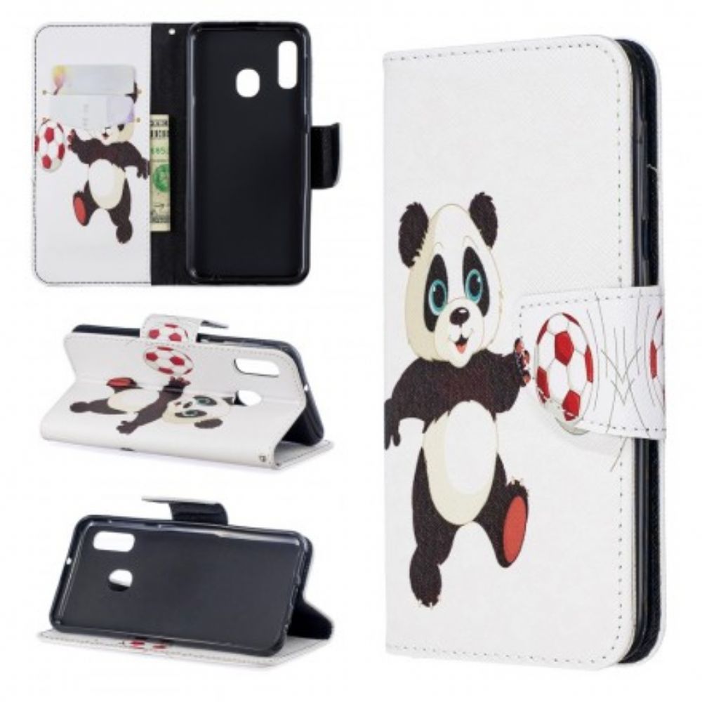 Flip Case Für Samsung Galaxy A20e Panda-fuß