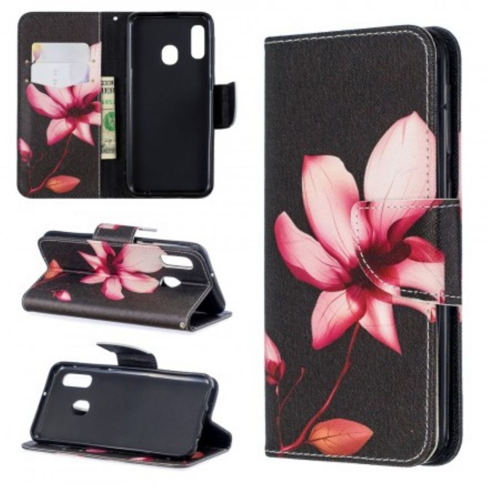 Flip Case Für Samsung Galaxy A20e Rosa Blume