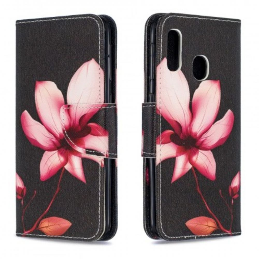 Flip Case Für Samsung Galaxy A20e Rosa Blume