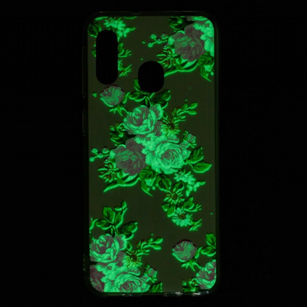 Handyhülle Für Samsung Galaxy A20e Fluoreszierende Freiheitsblumen