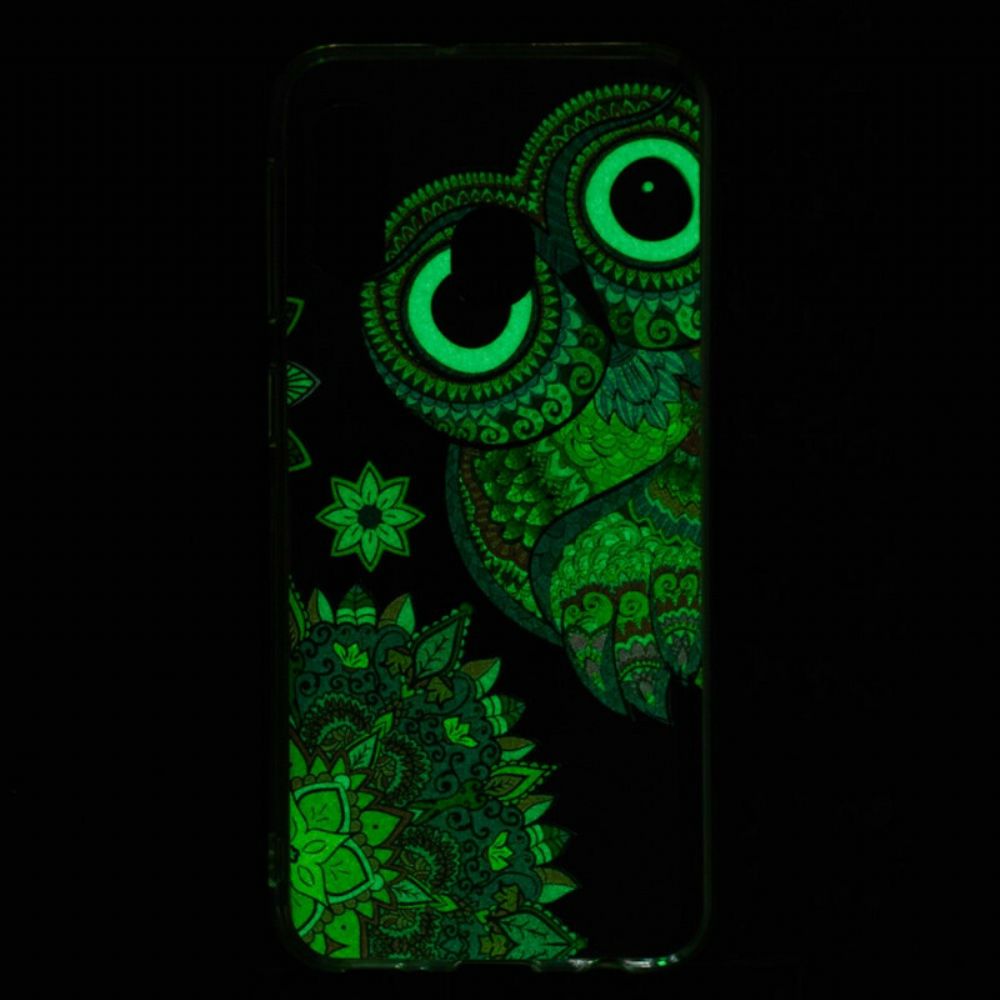 Handyhülle Für Samsung Galaxy A20e Fluoreszierende Mandala-eule