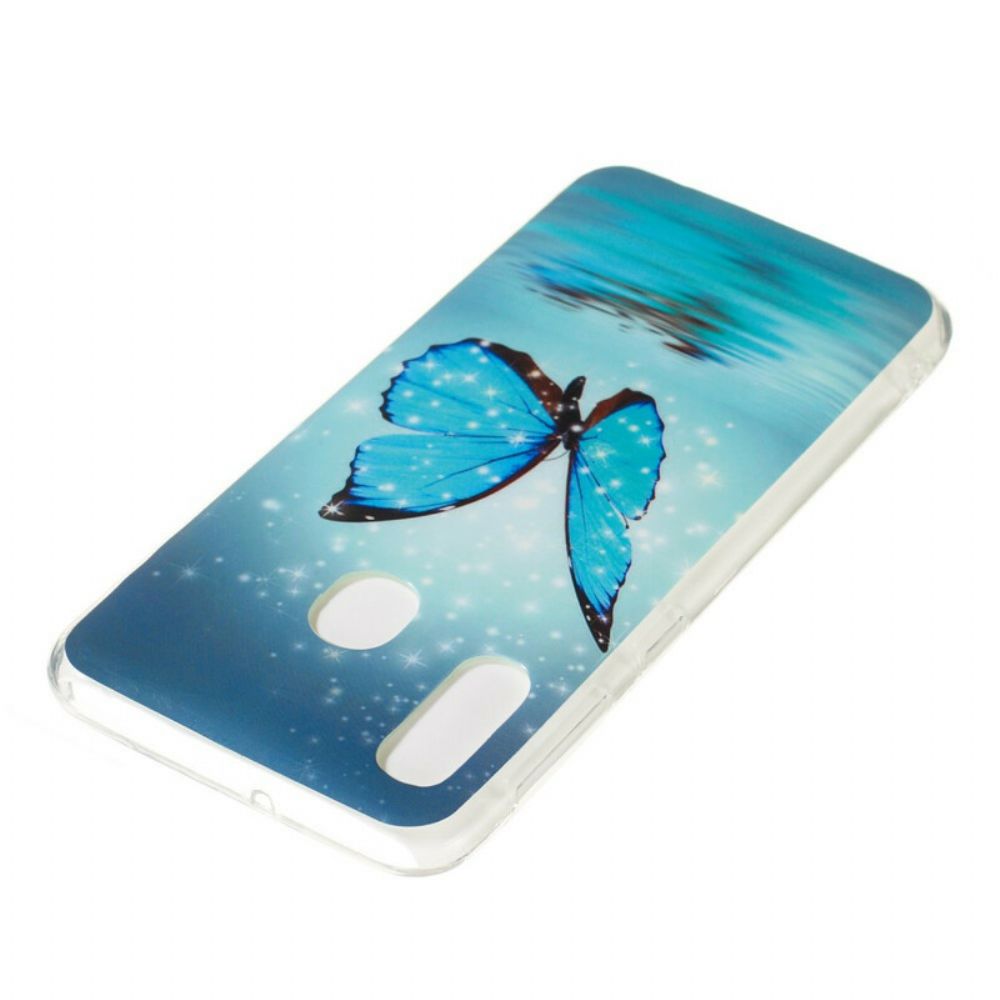 Hülle Für Samsung Galaxy A20e Fluoreszierender Blauer Schmetterling