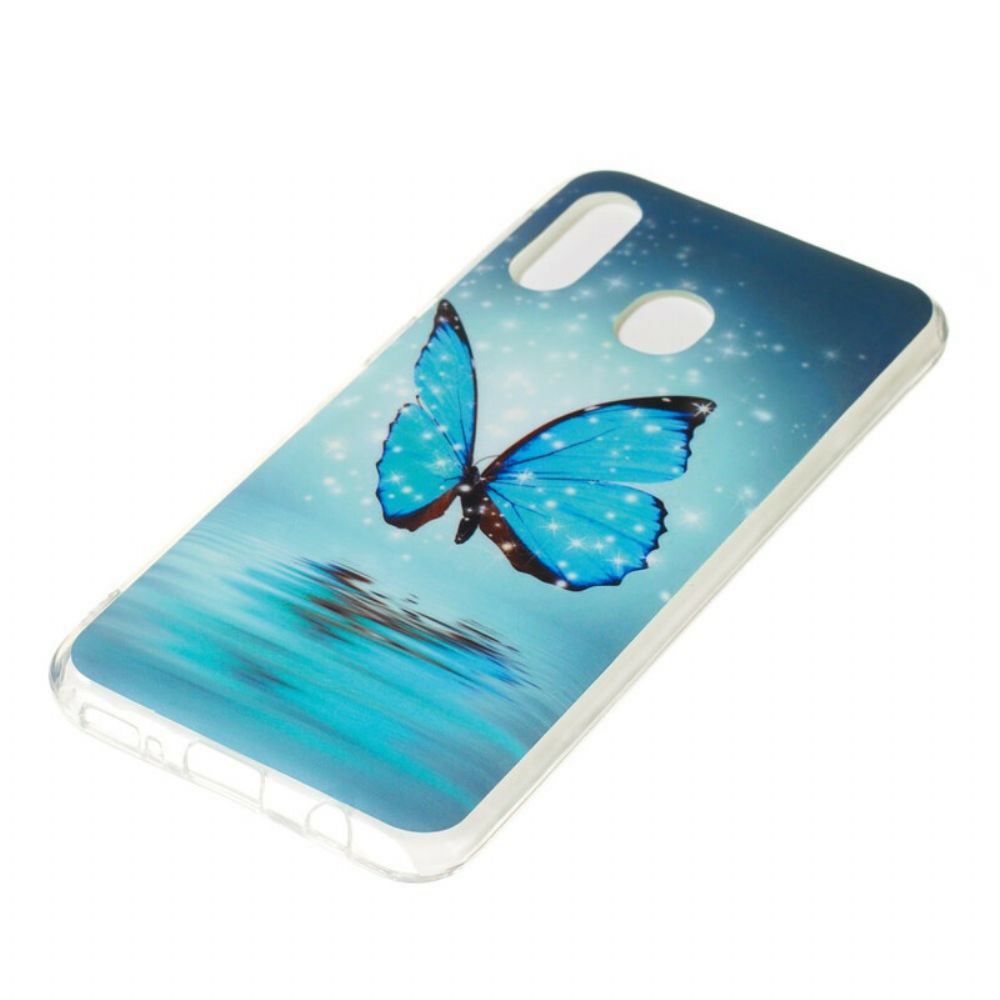 Hülle Für Samsung Galaxy A20e Fluoreszierender Blauer Schmetterling