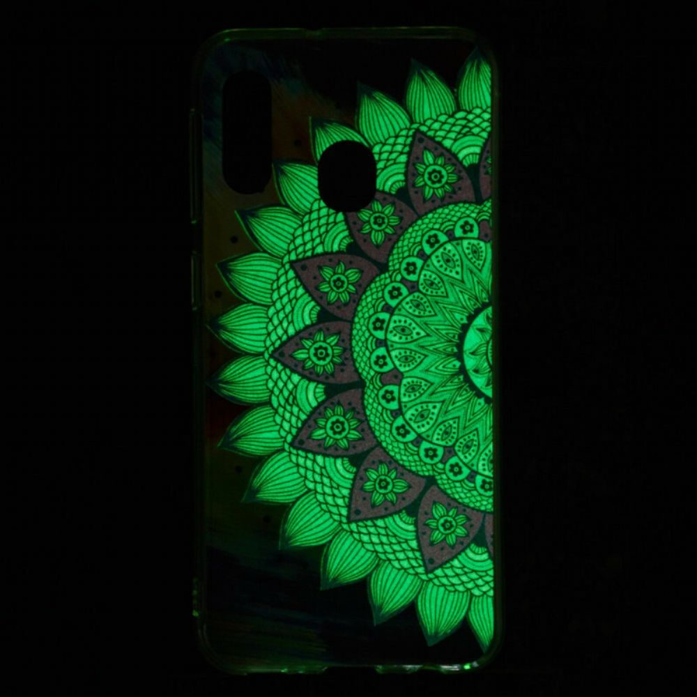 Hülle Für Samsung Galaxy A20e Fluoreszierendes Buntes Mandala