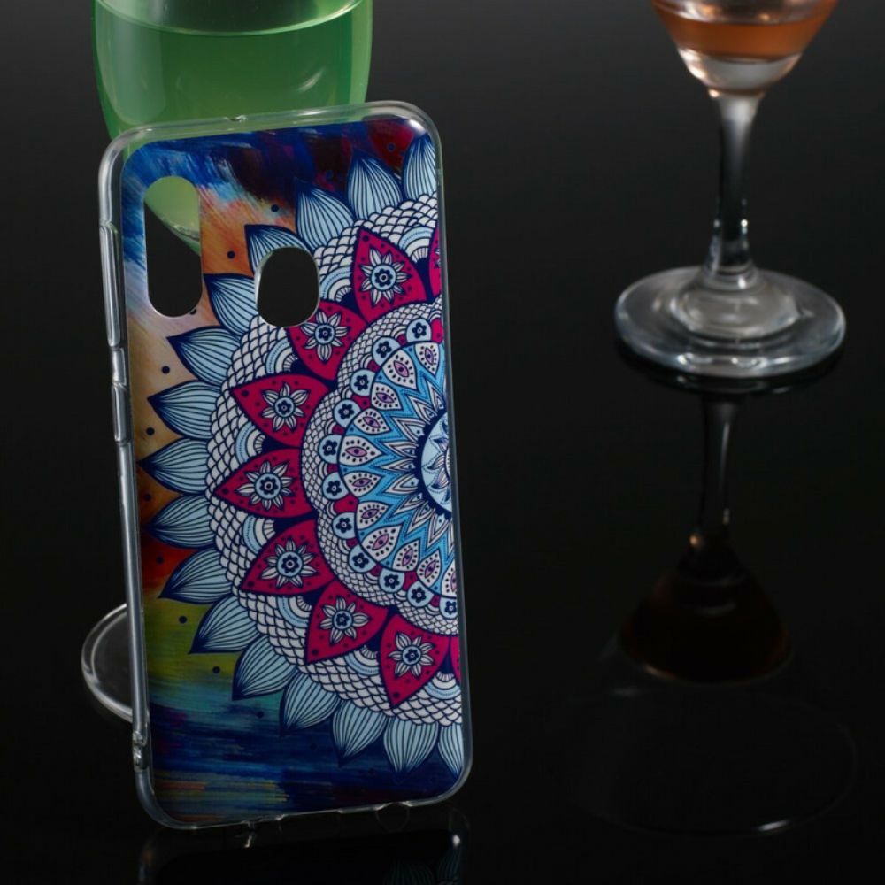 Hülle Für Samsung Galaxy A20e Fluoreszierendes Buntes Mandala