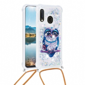 Hülle Für Samsung Galaxy A20e Mit Kordel Miss Owl Glitter Kordelzug