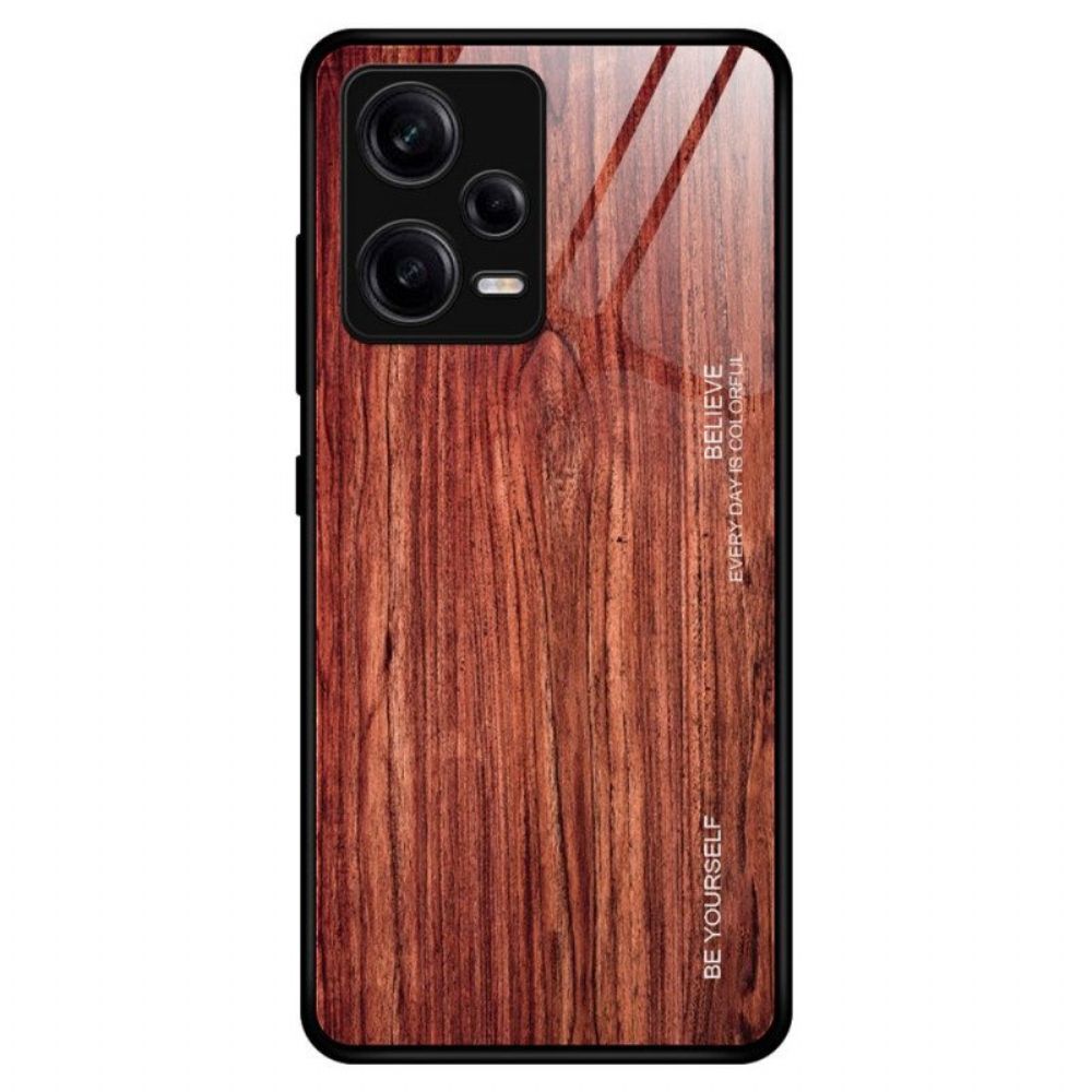 Handyhülle Für Poco X5 Pro 5G Holzdesign Aus Gehärtetem Glas