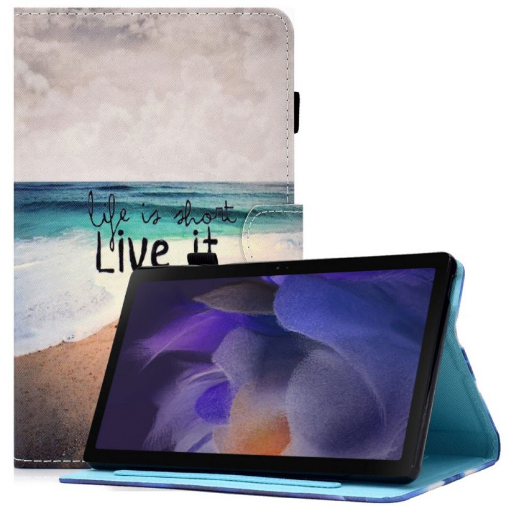 Flip Case Für Samsung Galaxy Tab A8 Das Leben Ist Short Beach