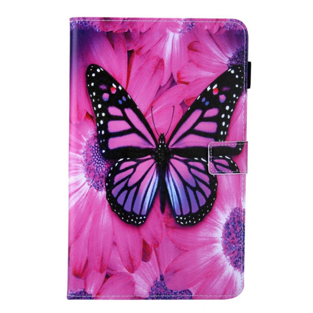 Flip Case Für Samsung Galaxy Tab A8 Schmetterling Mit Blumen