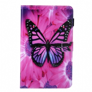 Flip Case Für Samsung Galaxy Tab A8 Schmetterling Mit Blumen