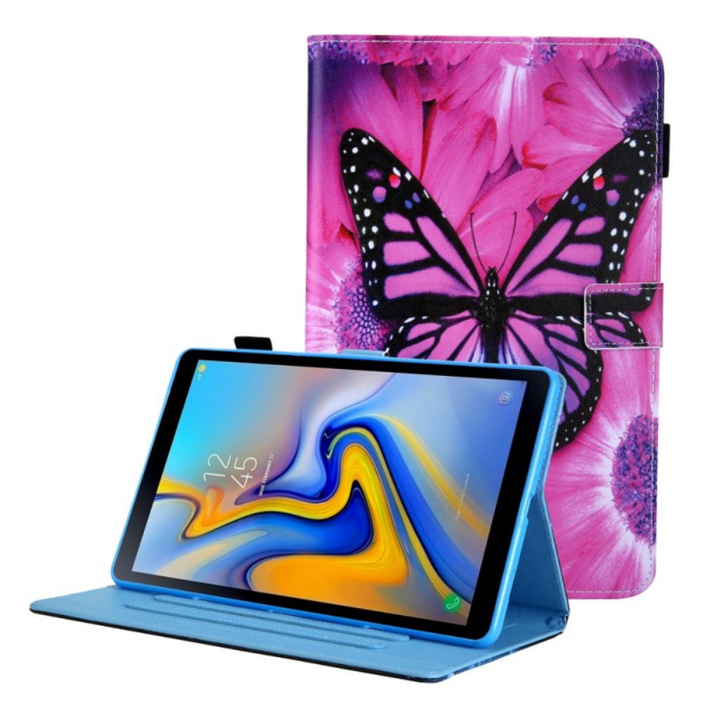 Flip Case Für Samsung Galaxy Tab A8 Schmetterling Mit Blumen