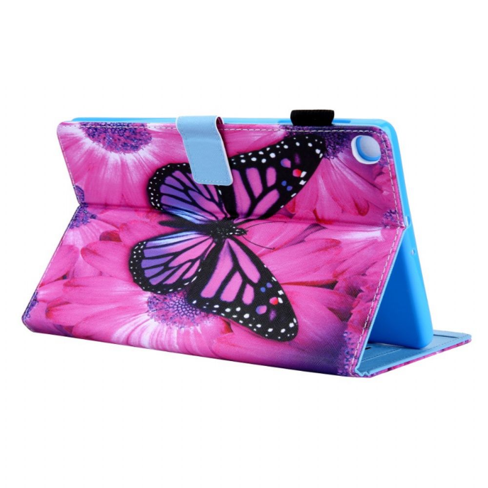 Flip Case Für Samsung Galaxy Tab A8 Schmetterling Mit Blumen