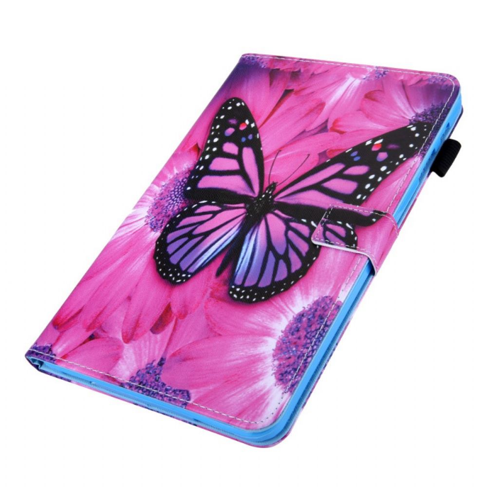 Flip Case Für Samsung Galaxy Tab A8 Schmetterling Mit Blumen