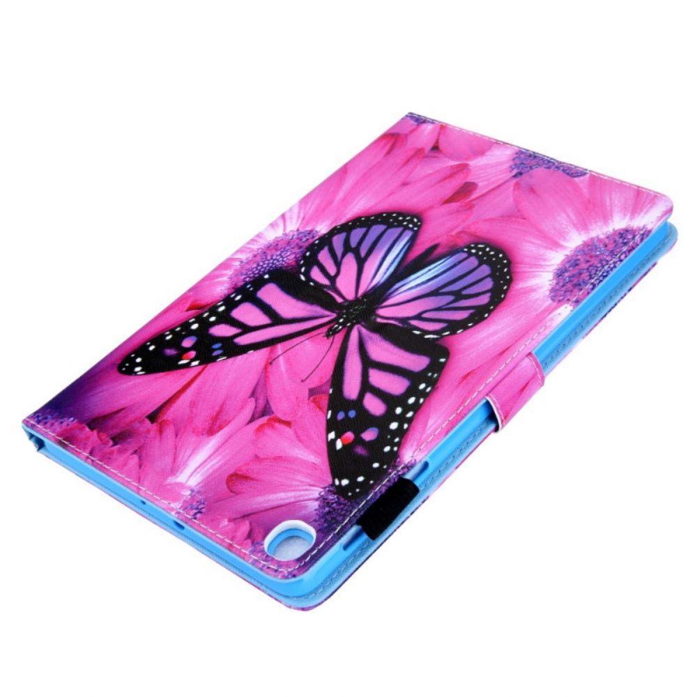 Flip Case Für Samsung Galaxy Tab A8 Schmetterling Mit Blumen