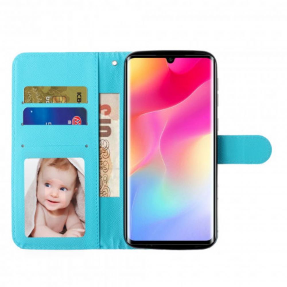 Flip Case Für Xiaomi Mi Note 10 Lite Mit Kordel Leuchtstreifen Aus Marmor