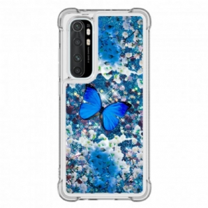 Hülle Für Xiaomi Mi Note 10 Lite Blaue Glitzerschmetterlinge