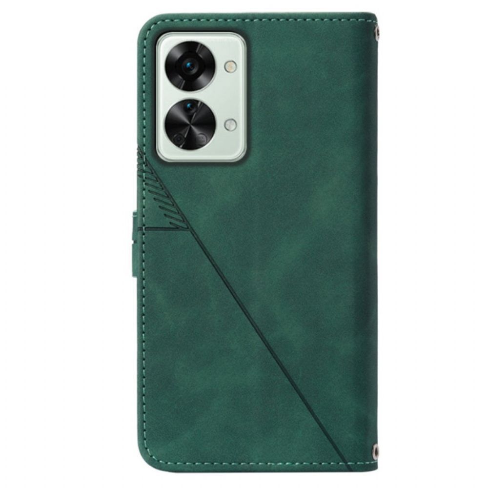 Flip Case Für OnePlus Nord 2T 5G Dreiecke Mit Lanyard