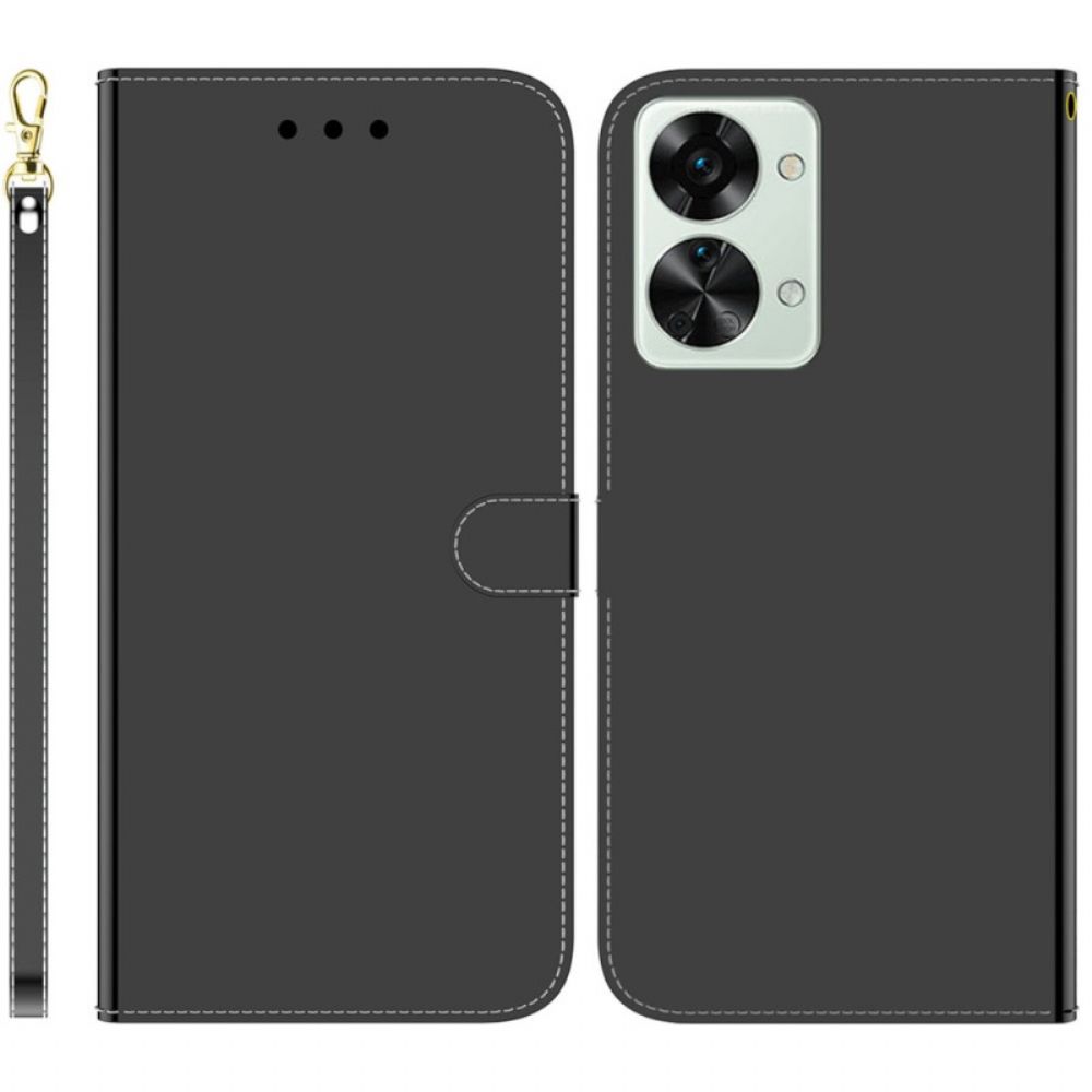 Flip Case Für OnePlus Nord 2T 5G Kunstleder Spiegeleffekt