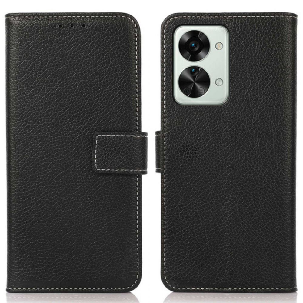 Flip Case Für OnePlus Nord 2T 5G Litchi Kunstleder Und Nähte