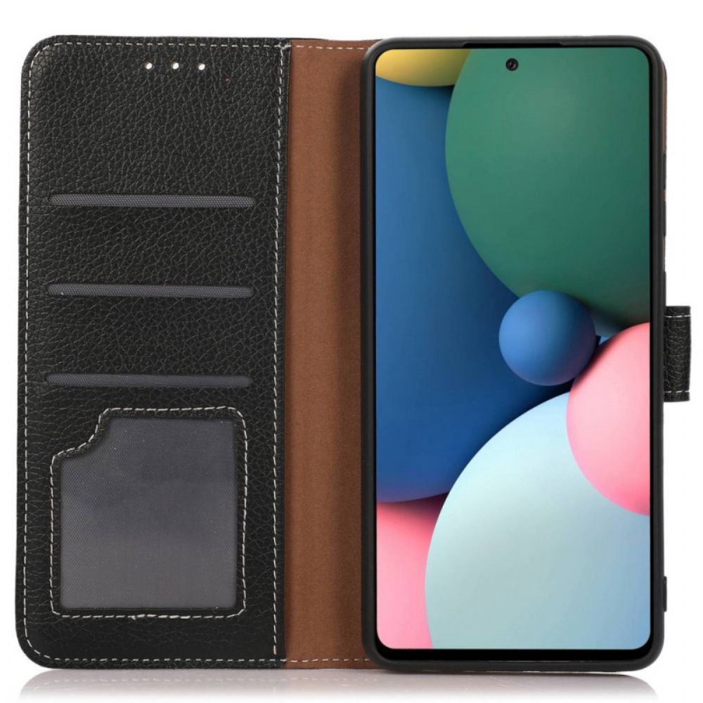 Flip Case Für OnePlus Nord 2T 5G Litchi Kunstleder Und Nähte