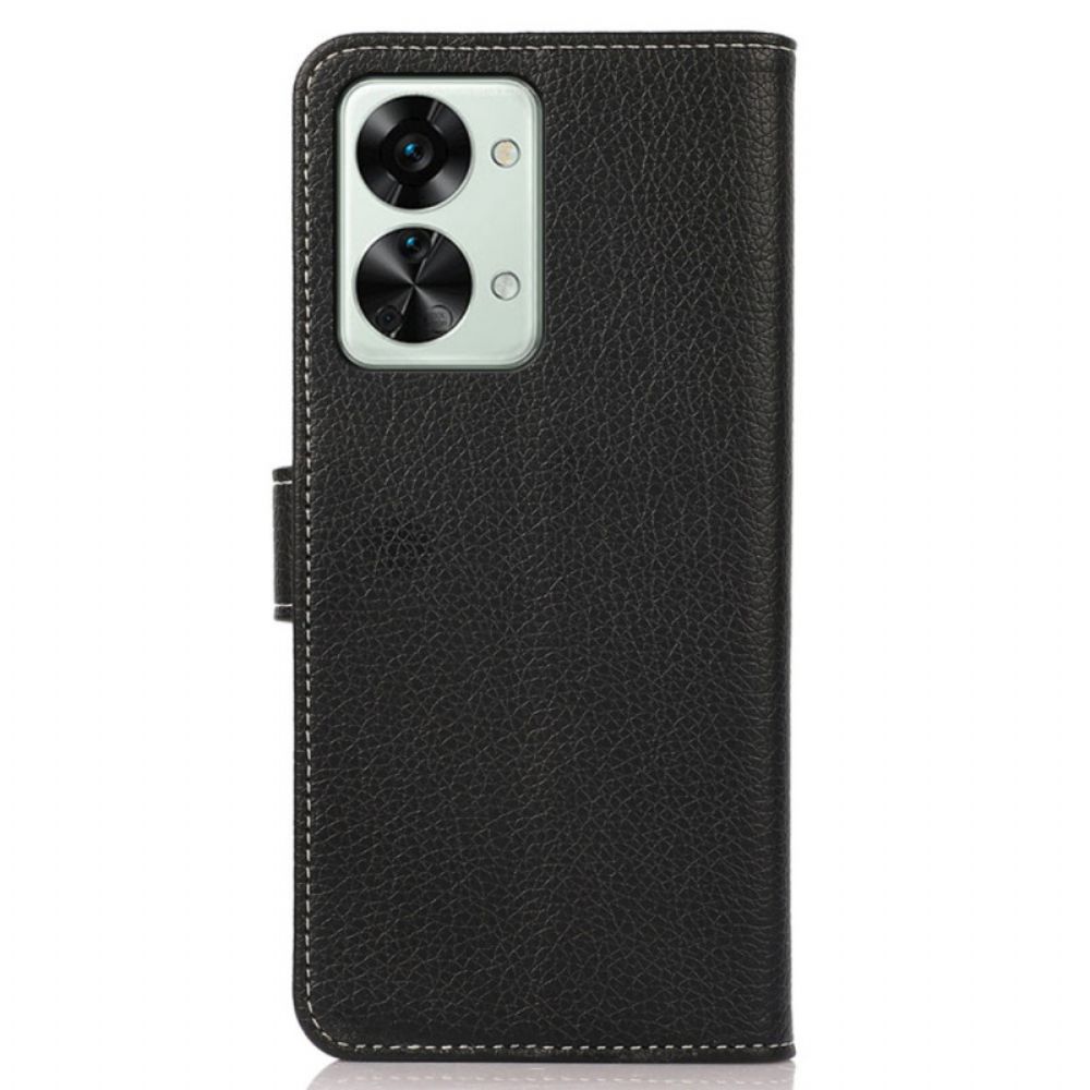 Flip Case Für OnePlus Nord 2T 5G Litchi Kunstleder Und Nähte