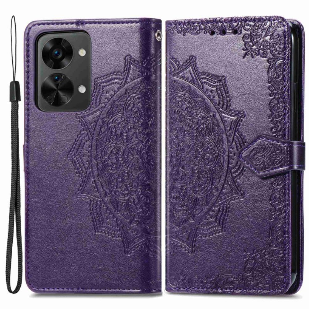 Flip Case Für OnePlus Nord 2T 5G Mit Kordel Kartenhalter Mit Mandala-strap