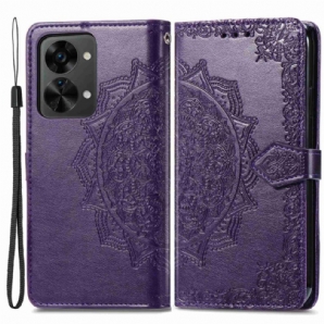 Flip Case Für OnePlus Nord 2T 5G Mit Kordel Kartenhalter Mit Mandala-strap