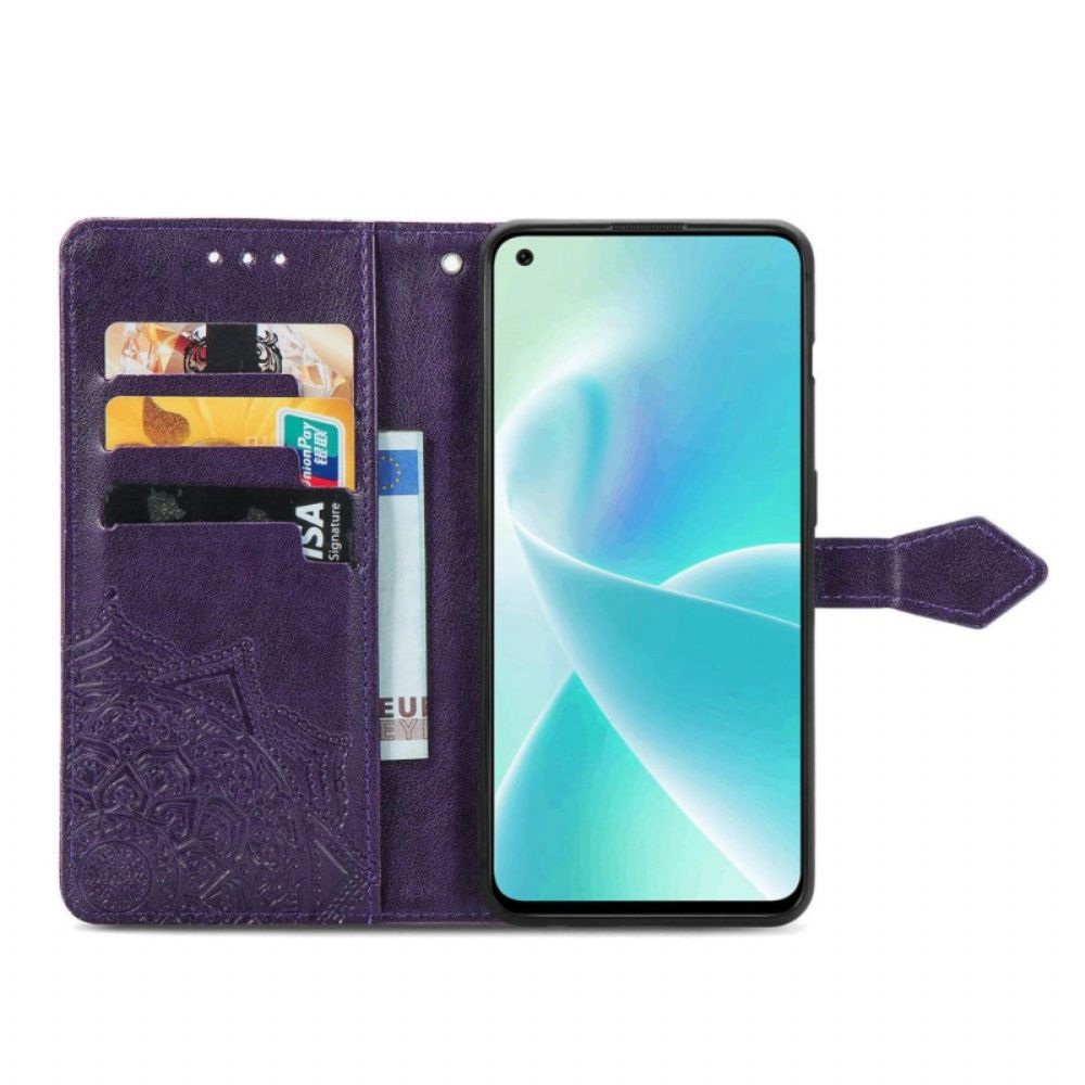 Flip Case Für OnePlus Nord 2T 5G Mit Kordel Kartenhalter Mit Mandala-strap