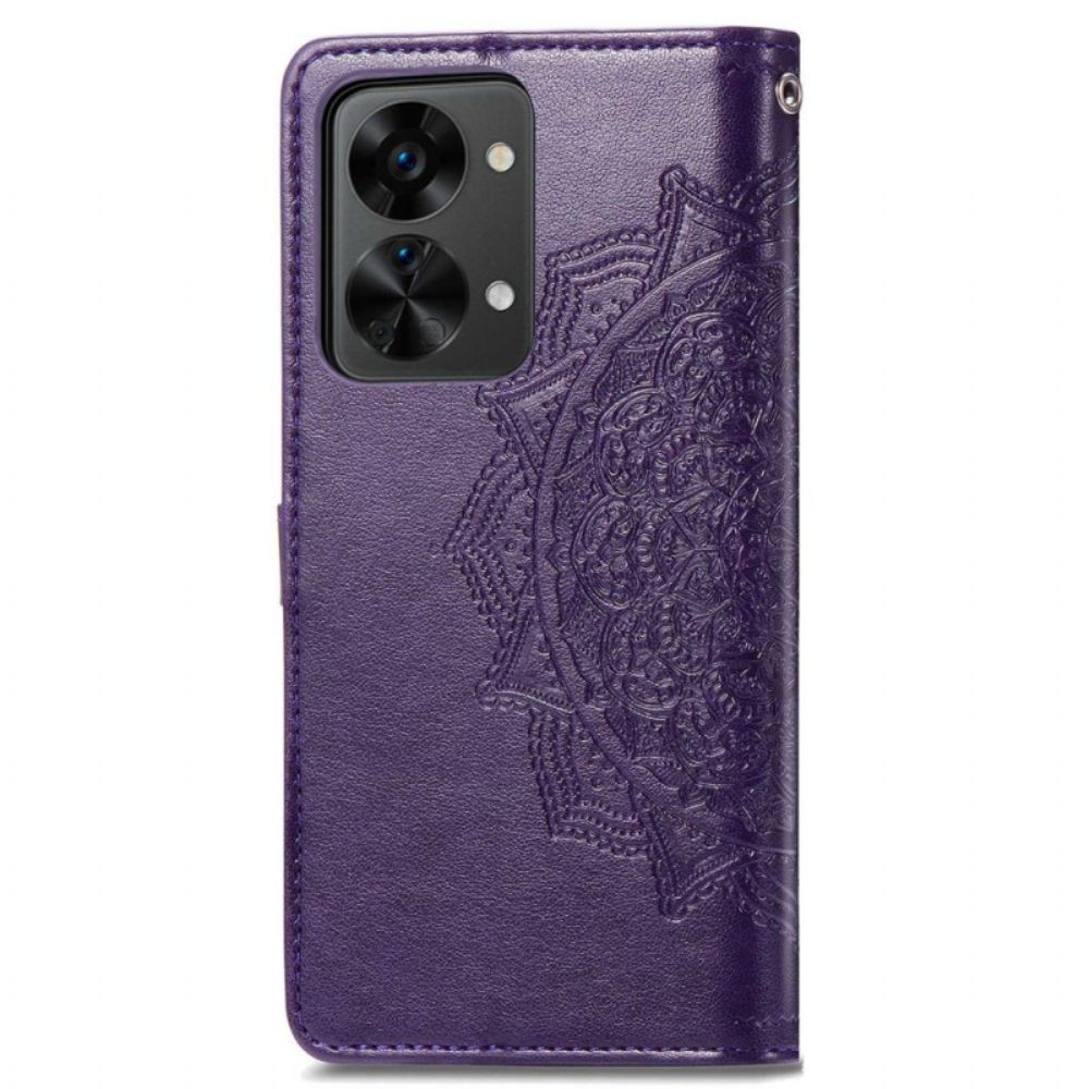 Flip Case Für OnePlus Nord 2T 5G Mit Kordel Kartenhalter Mit Mandala-strap