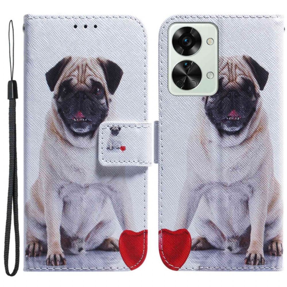 Flip Case Für OnePlus Nord 2T 5G Mit Kordel Tanga-mops-hund