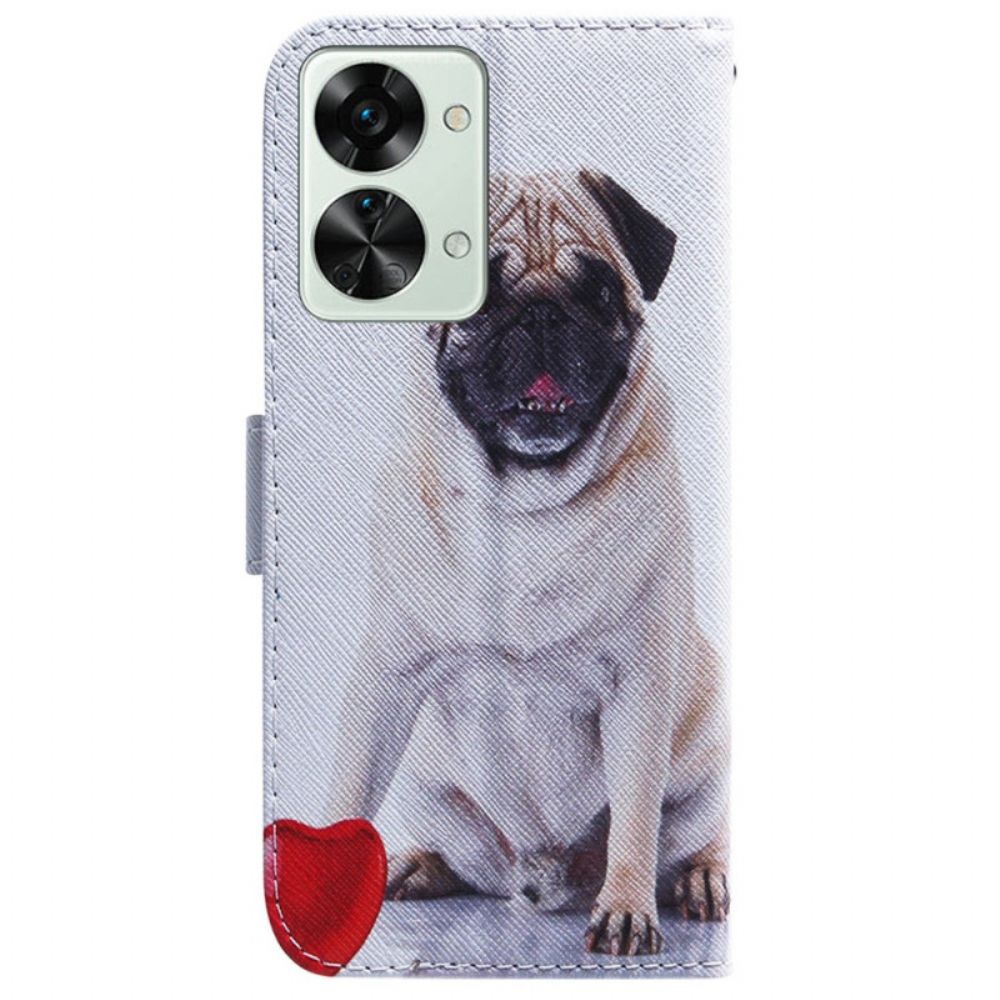 Flip Case Für OnePlus Nord 2T 5G Mit Kordel Tanga-mops-hund