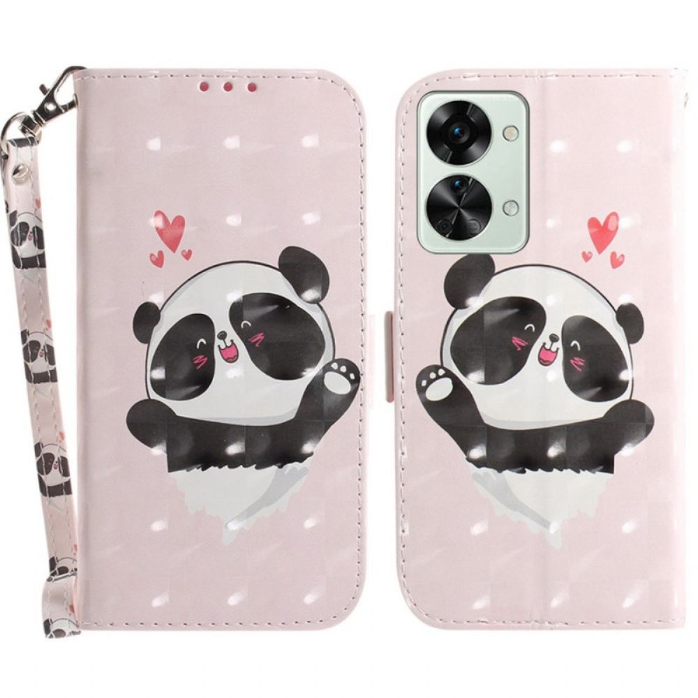 Flip Case Für OnePlus Nord 2T 5G Mit Kordel Tanga Panda Love