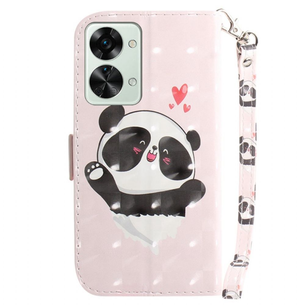 Flip Case Für OnePlus Nord 2T 5G Mit Kordel Tanga Panda Love