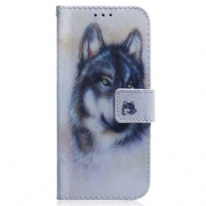 Lederhüllen Für OnePlus Nord 2T 5G Mit Kordel Aquarell Wolf Mit Riemen