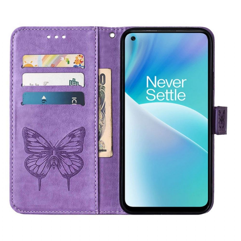 Lederhüllen Für OnePlus Nord 2T 5G Mit Kordel Strap Art Schmetterling