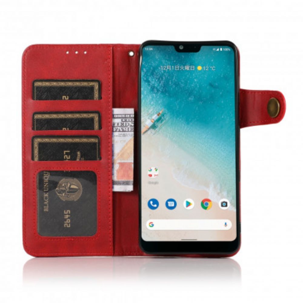 Flip Case Für Realme C21 Kunstlederknopf Khazneh