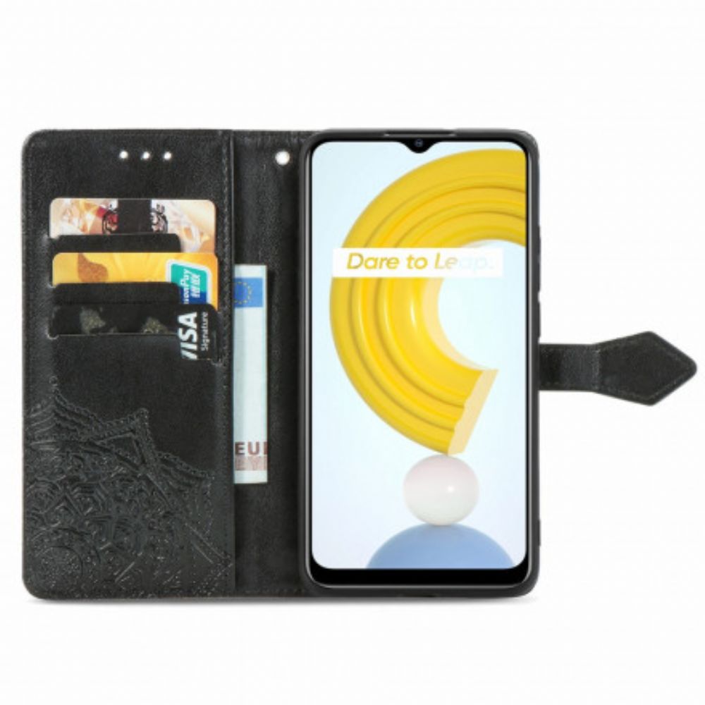 Flip Case Für Realme C21 Mandala Aus Dem Mittelalter