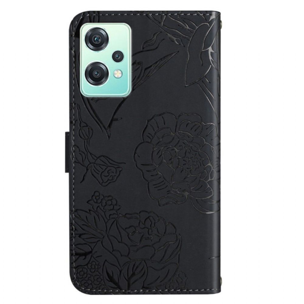 Flip Case Für OnePlus Nord CE 2 Lite 5G Schmetterlinge Und Schulterriemen