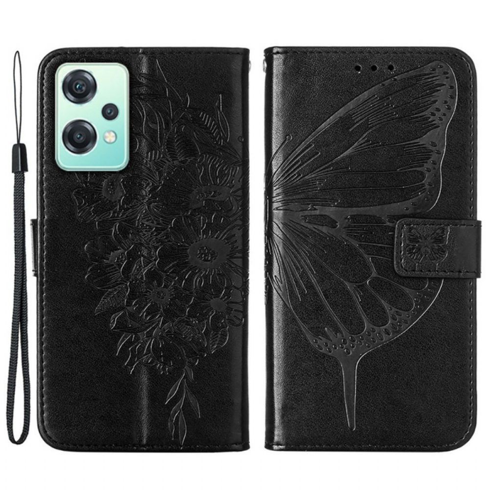 Lederhüllen Für OnePlus Nord CE 2 Lite 5G Mit Kordel Strap Art Schmetterling