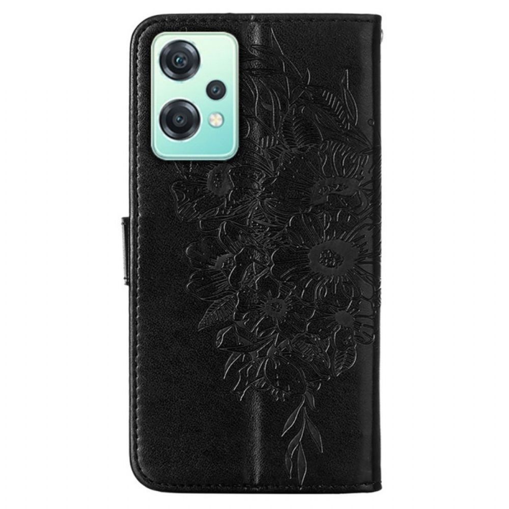 Lederhüllen Für OnePlus Nord CE 2 Lite 5G Mit Kordel Strap Art Schmetterling